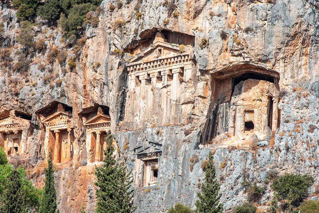Lycian Tombs of ancient Caunos town in Dalyan